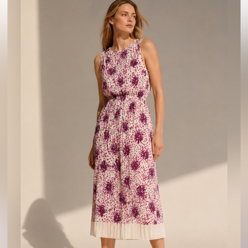 Hugo Boss printed plisse dress.